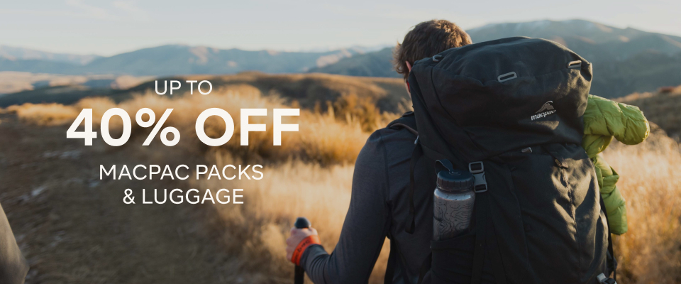 UP TO 40% OFF SELECT MACPAC PACKS & LUGGAGE